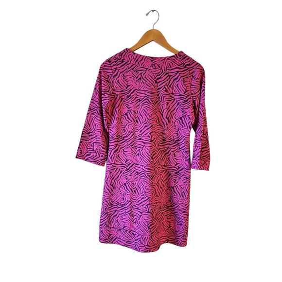 Jude Connally sz small pink purple zebra Jude Cloth mandarin collar shift dress - Picture 3 of 6